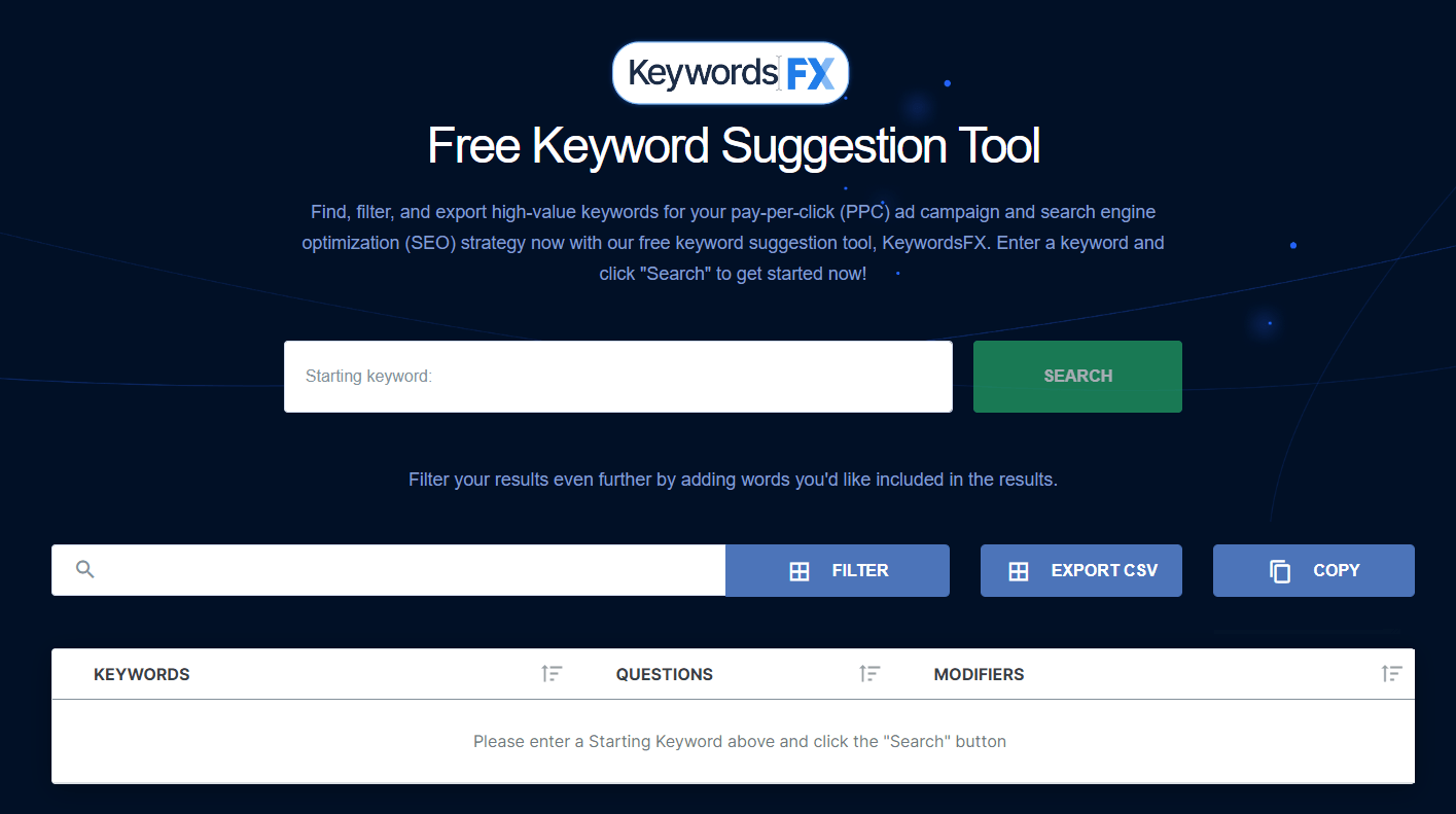 free keyword research tool KeywordsFX