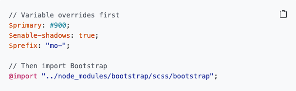 Bootstrap import code