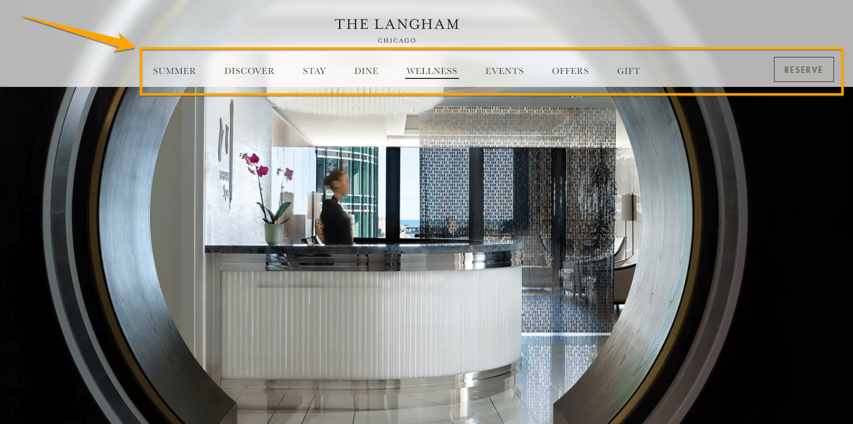 example of a website navigation that draws attention