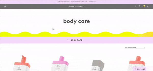 drunk elephant site navigation
