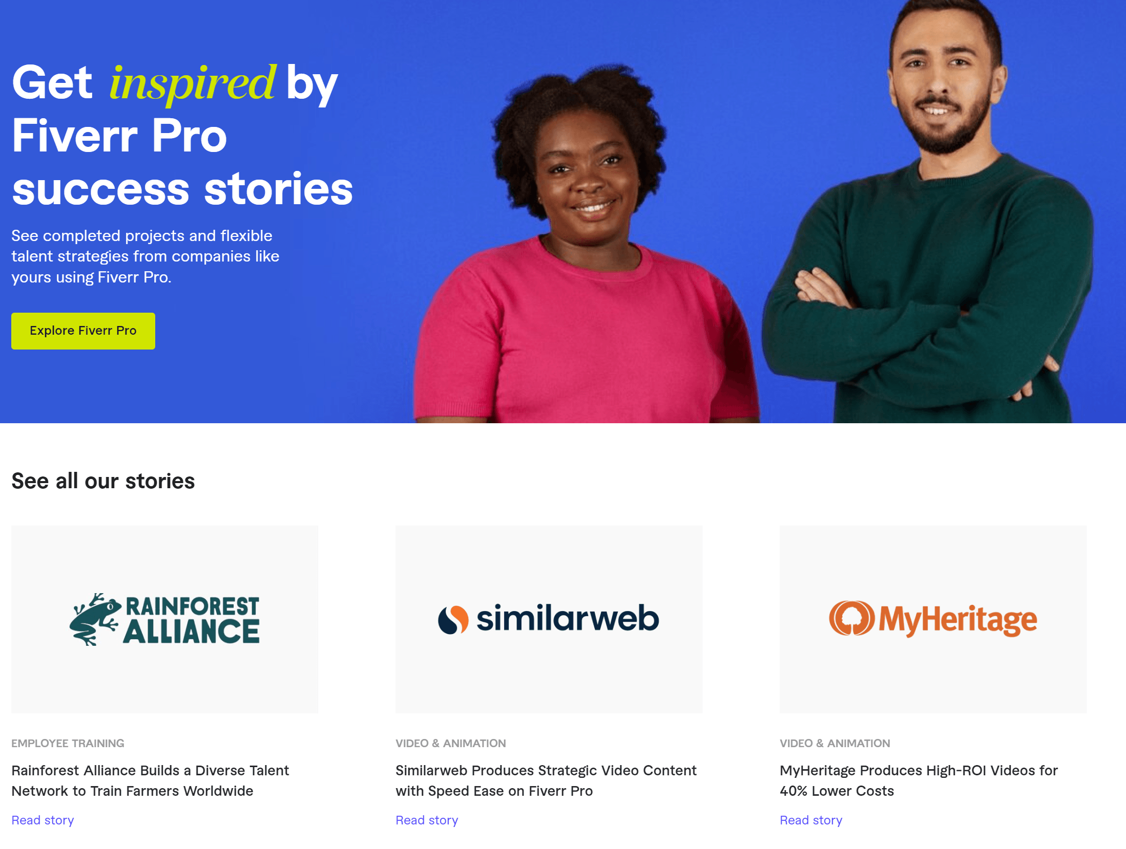 Customer success stories from Fiverr