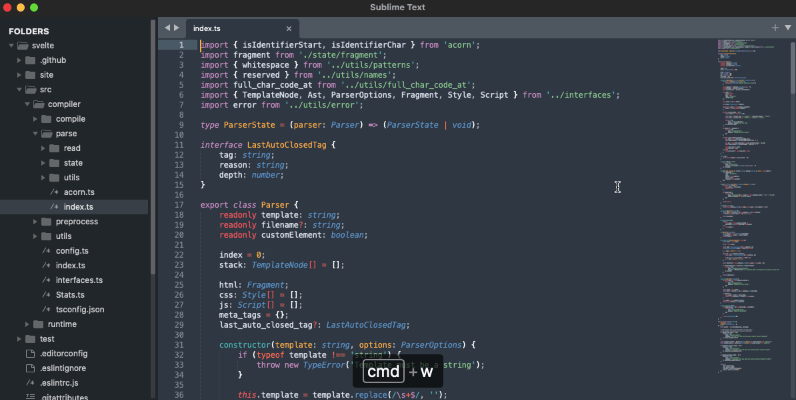 Sublime Text editing interface