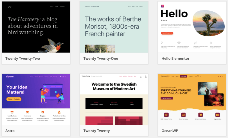 WordPress themes gallery