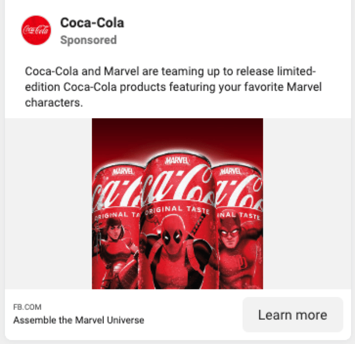 coca-cola facebook image ad