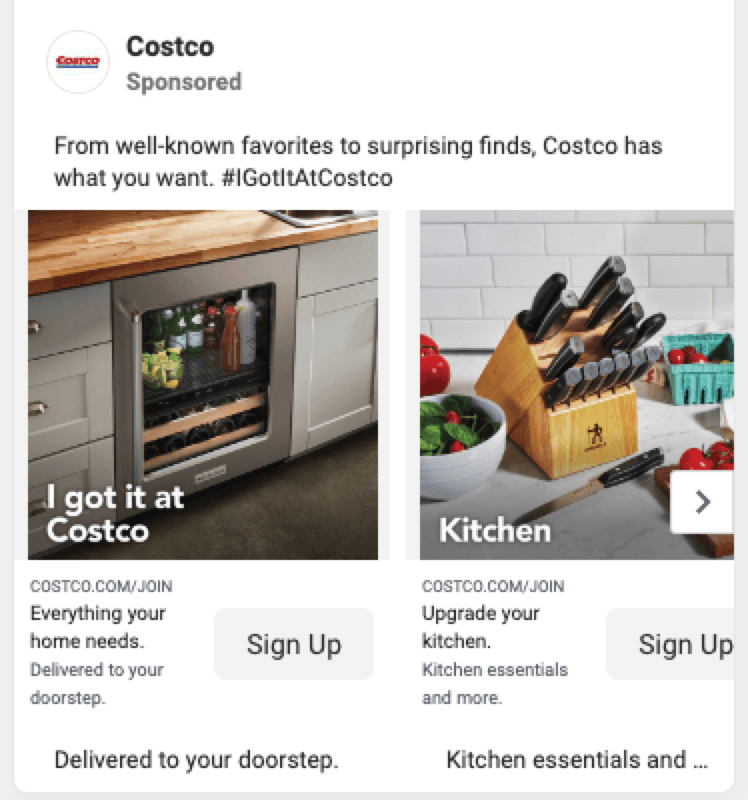 costco facebook carousel ad