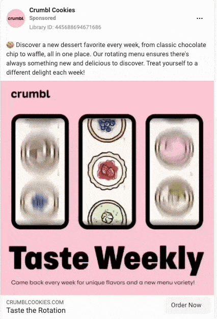 crumbl facebook video ad