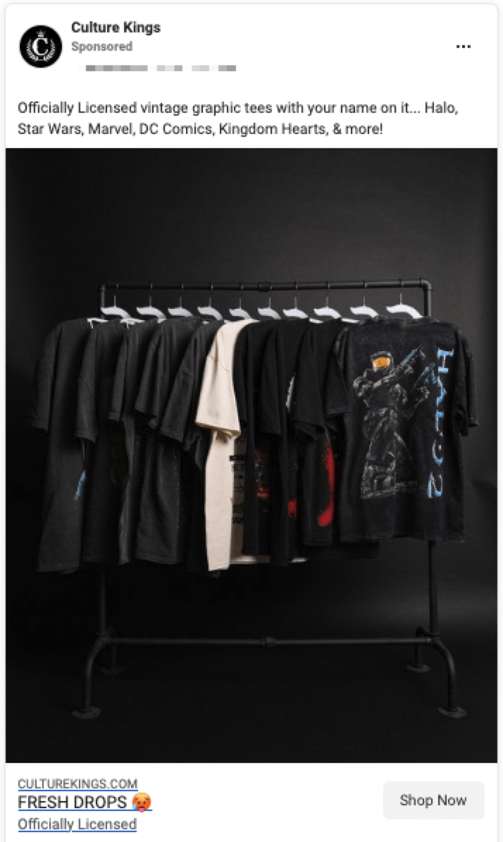 culture kings facebook image ad