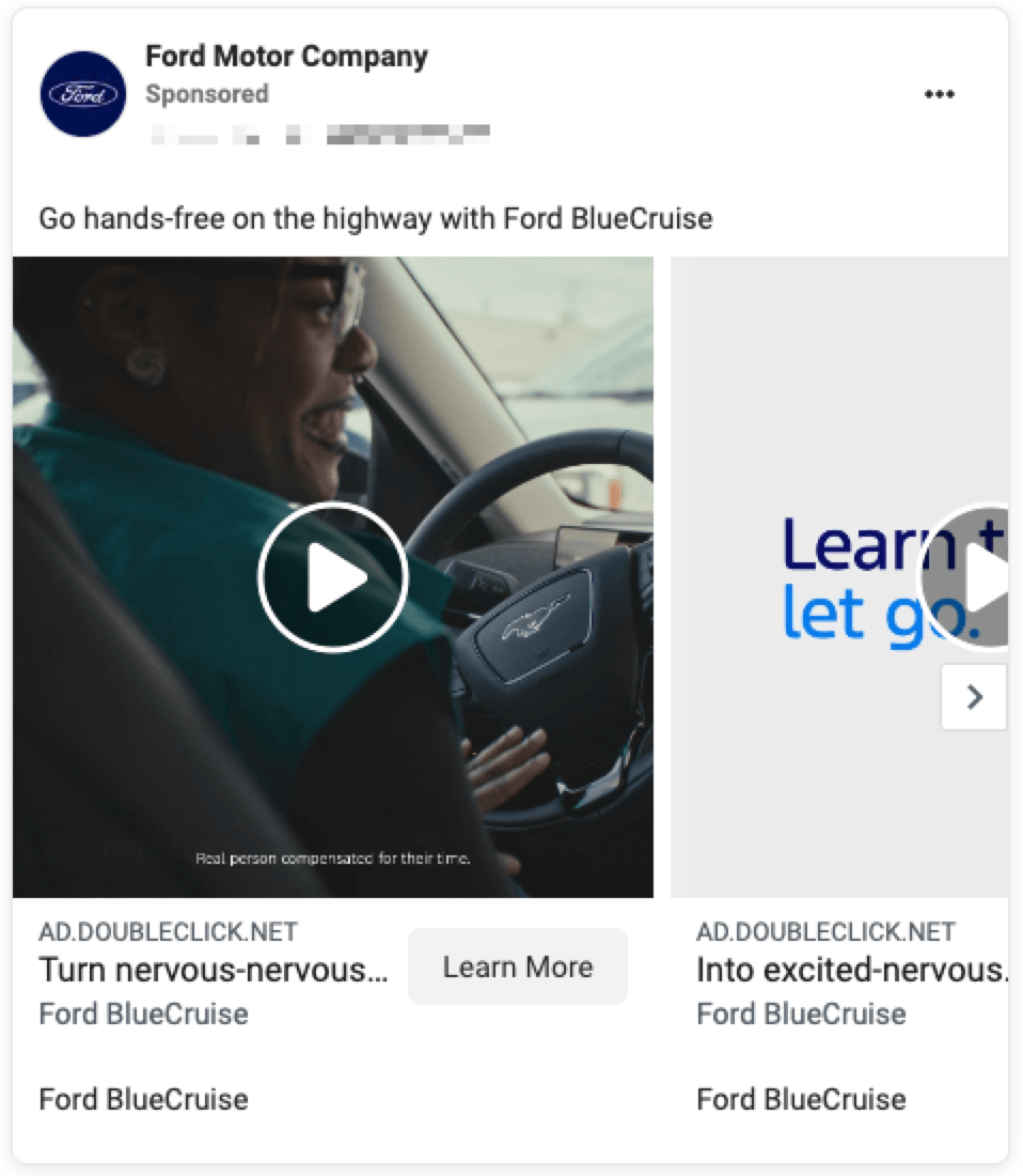ford motor company facebook carousel ad