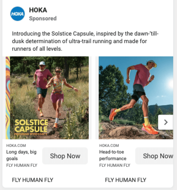 hoka facebook carousel ad