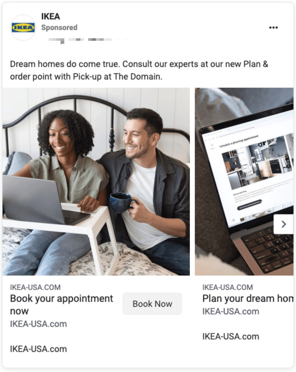 ikea facebook carousel ad
