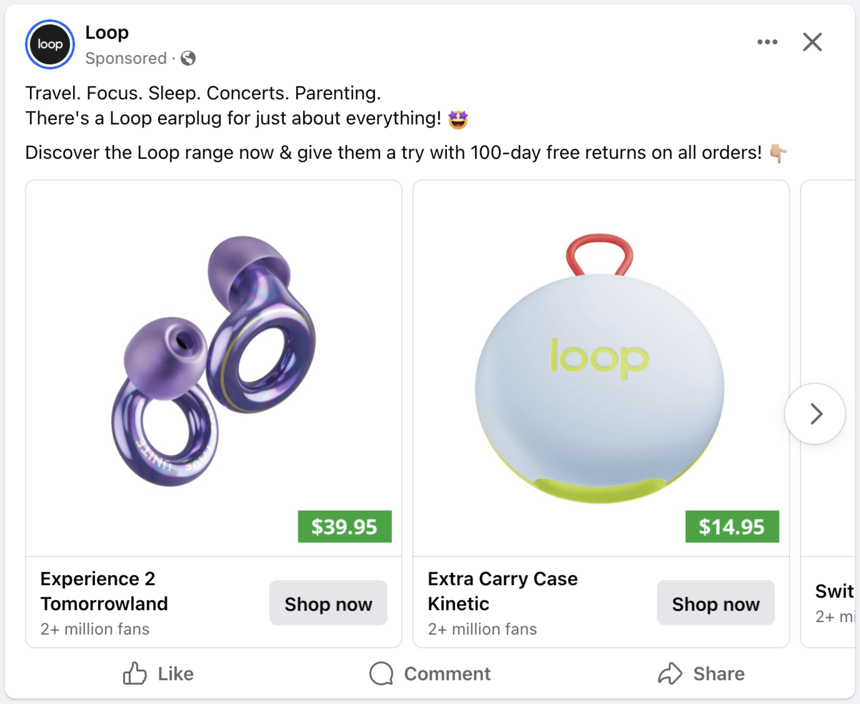 loop facebook carousel ad