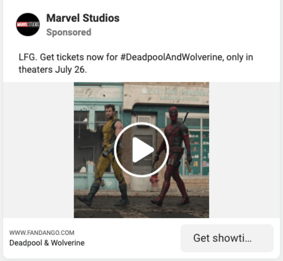 marvel studios facebook video ad