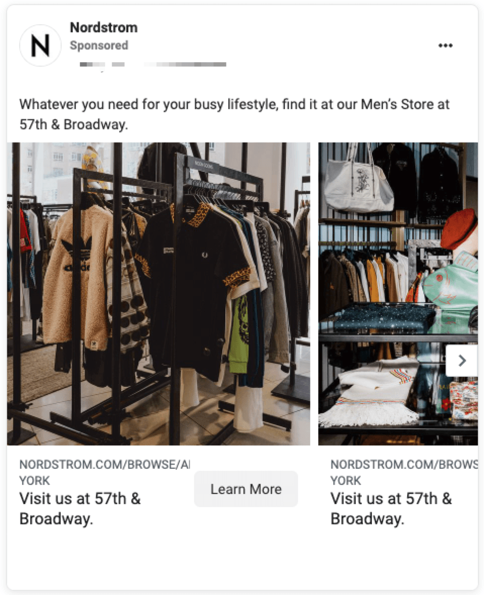 nordstrom facebook carousel ad