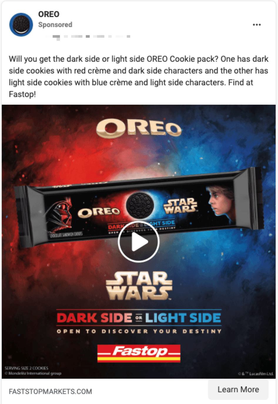 oreo facebook video ad