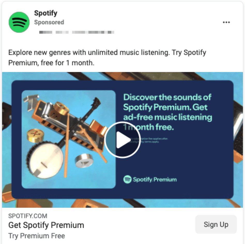 spotify facebook video ad