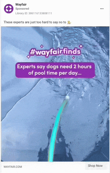 wayfair facebook video ad