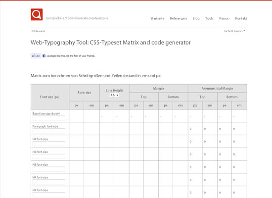 CSS Typeset Matrix