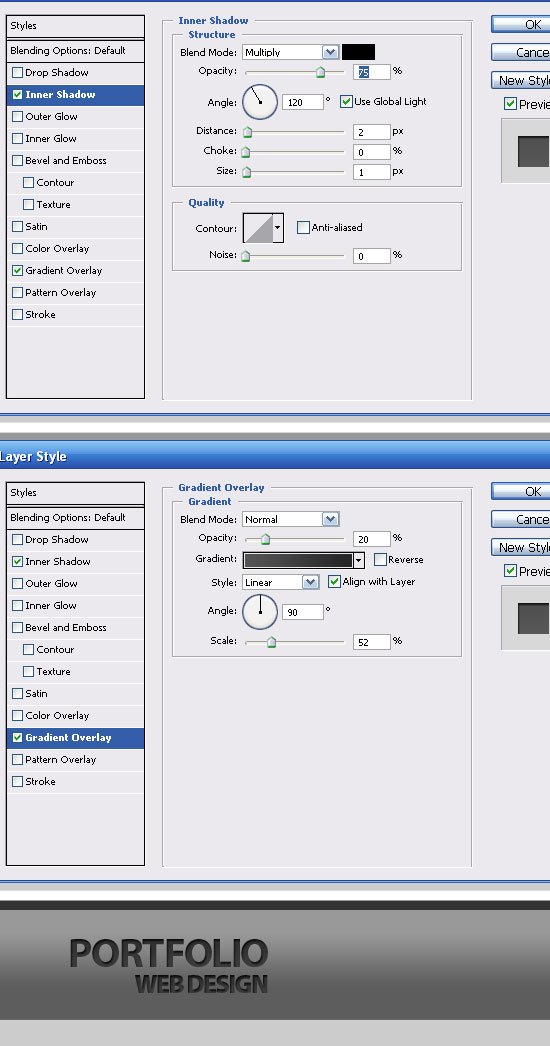 Setting up the navigation text