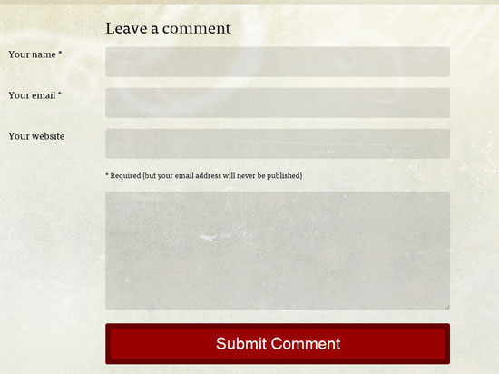User interface contact form example