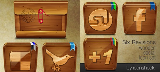 Wooden Social: Free Icon Set