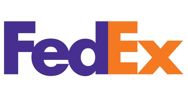 FedEx logo with purple 'Fed' and orange 'Ex', forming a right-pointing arrow in the negative space between the 'E' and 'x'.