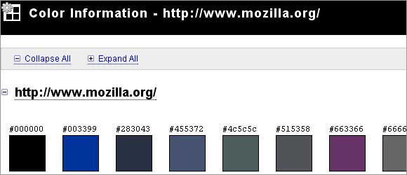 Firefox Web Developer Extension - "Information > Color Information" option