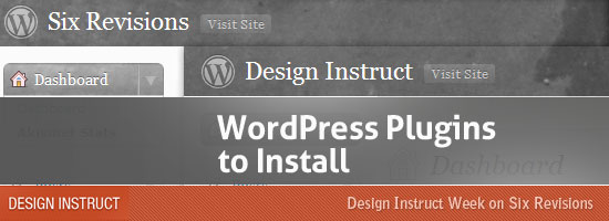 Website header for Six Revisions with a navigation bar and a banner highlighting 'WordPress Plugins to Install' for Design Instruct Week.