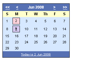 Quick Calendar Using AJAX and PHP - Screenshot