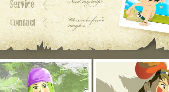 Design a Cartoon Grunge Web site Layout - screen shot.