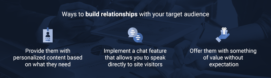 Ways to build relationships with your target audience.