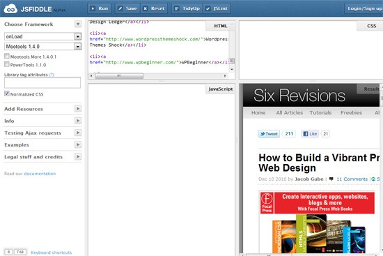 JS Fiddle sandbox tool