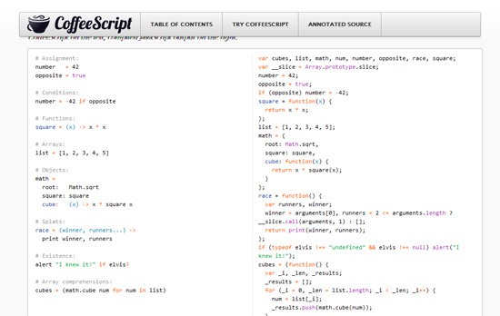 CoffeeScript official site