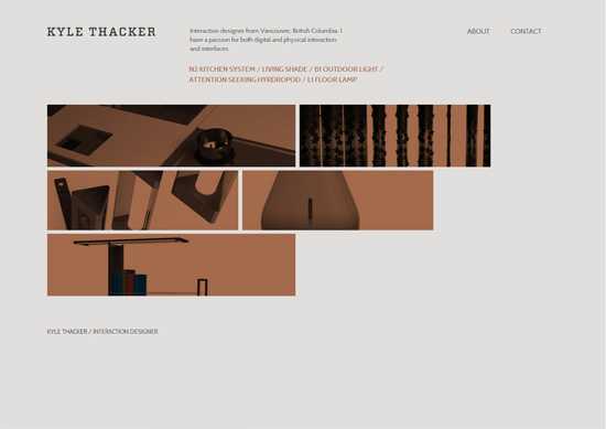 Minimalist portfolio website design example: Kyle Thacker