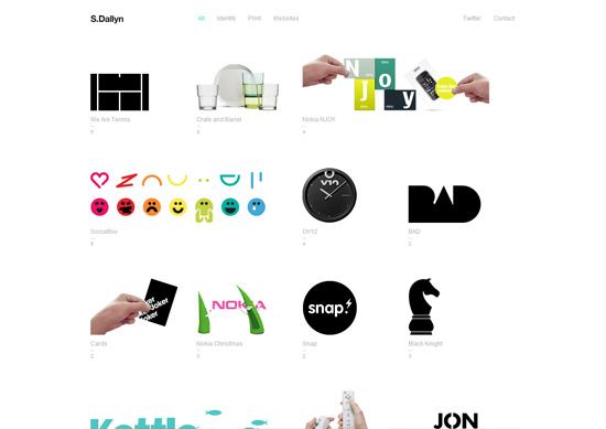 Minimalist portfolio website design example: Sam Dallyn