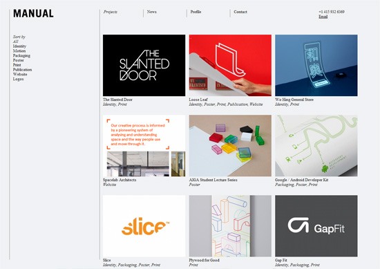 Minimalist portfolio website design example: Manual