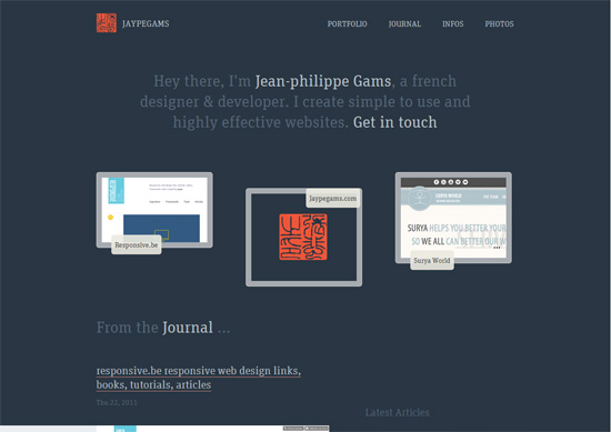 Minimalist portfolio website design example: Jean-philippe Gams