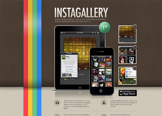 iOS app website design: Instagallery