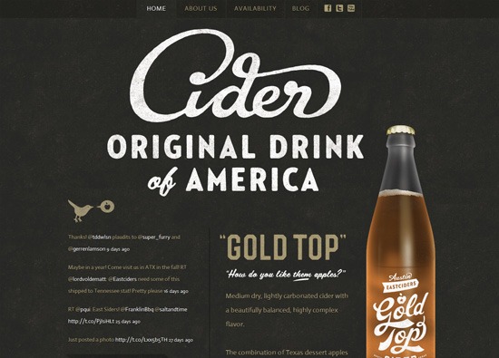 Dark website design example: Gold Top Cider