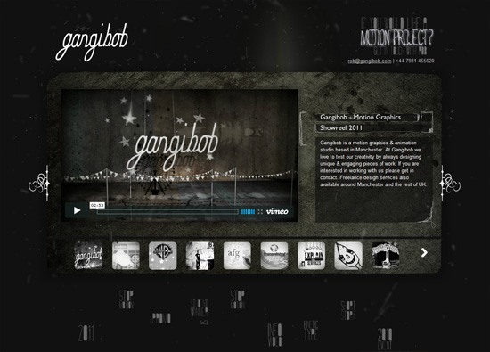 Dark website design example: Gangibob