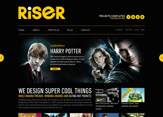 Dark website design example: Riser