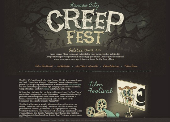 Dark website design example: Kansas City CreepFest