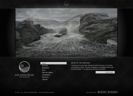 Dark website design example: Rune Werner Molnes