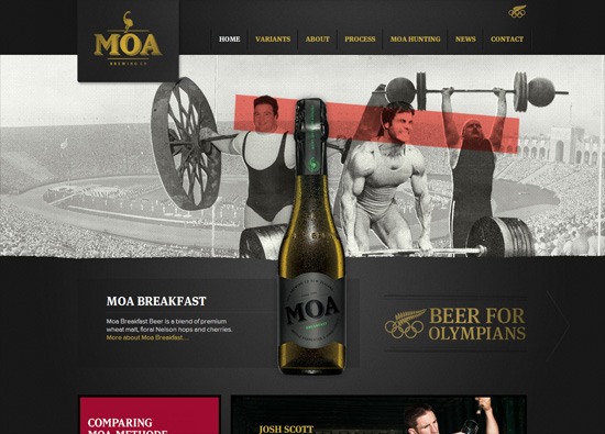 Dark website design example: Moa Beer