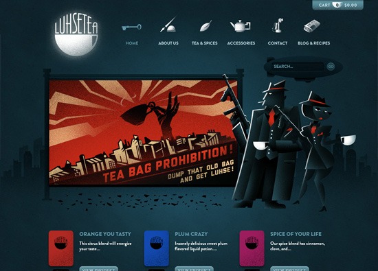 Dark website design example: Luhse Tea