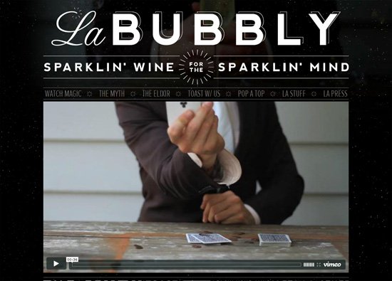 Dark website design example: La Bubbly