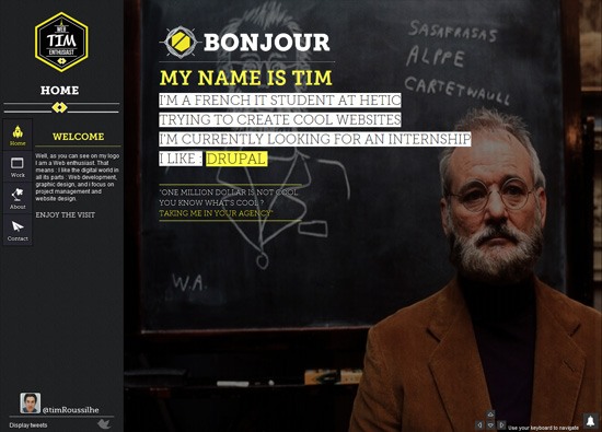 Dark website design example: Tim Roussilhe Portfolio