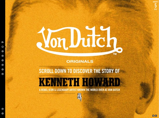 Textured website design example: Von Dutch