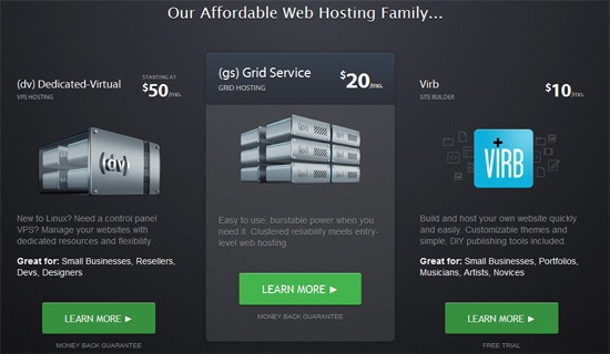 Pricing table example: Media Temple