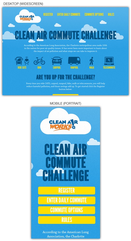 Responsive web design example: Clean Air Challenge