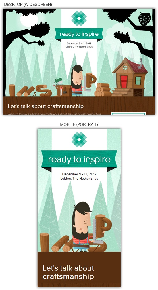 A web design idea showing an example of a responsive design by Inspire Conference